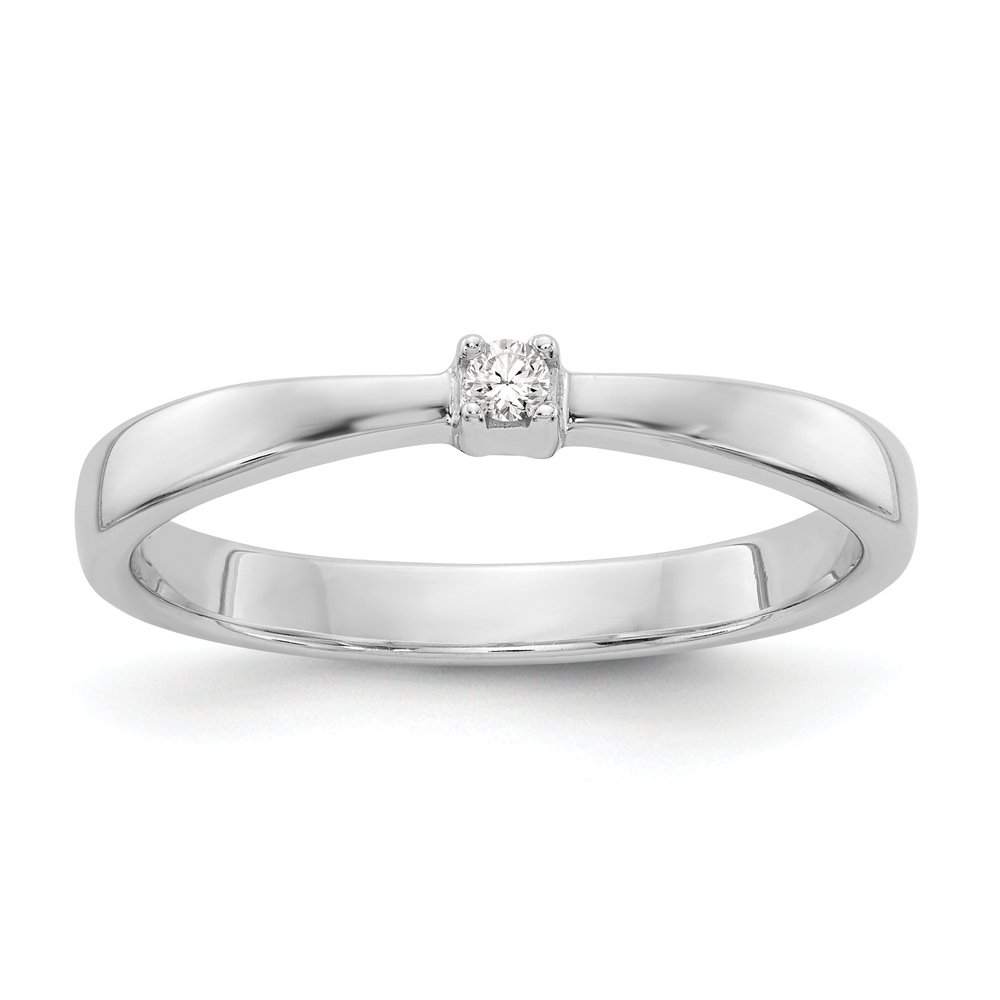 925 Sterling Silver Rhodium-plated Diamond Ring